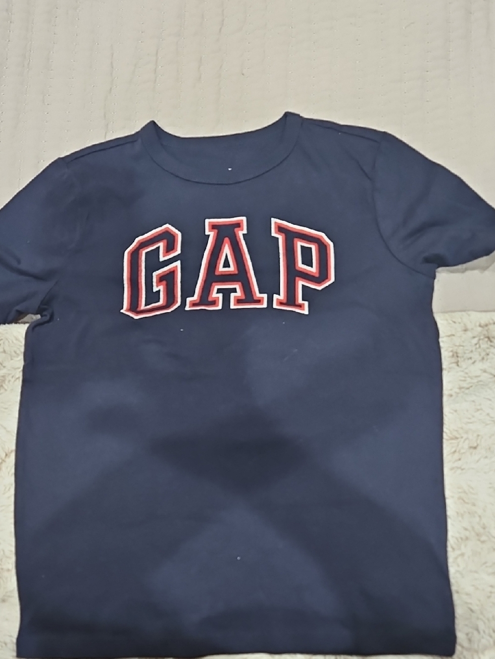 GAP Navy Short-Sleeve Tee with Red-Trim Logo